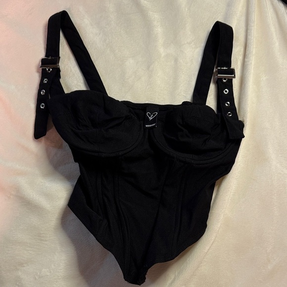 Windsor Tops - Windsor Black Buckle Strap Bustier